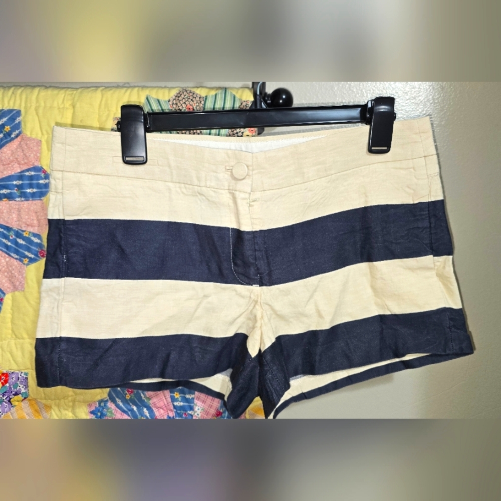 Striped Navy and Tan Women's Shorts
